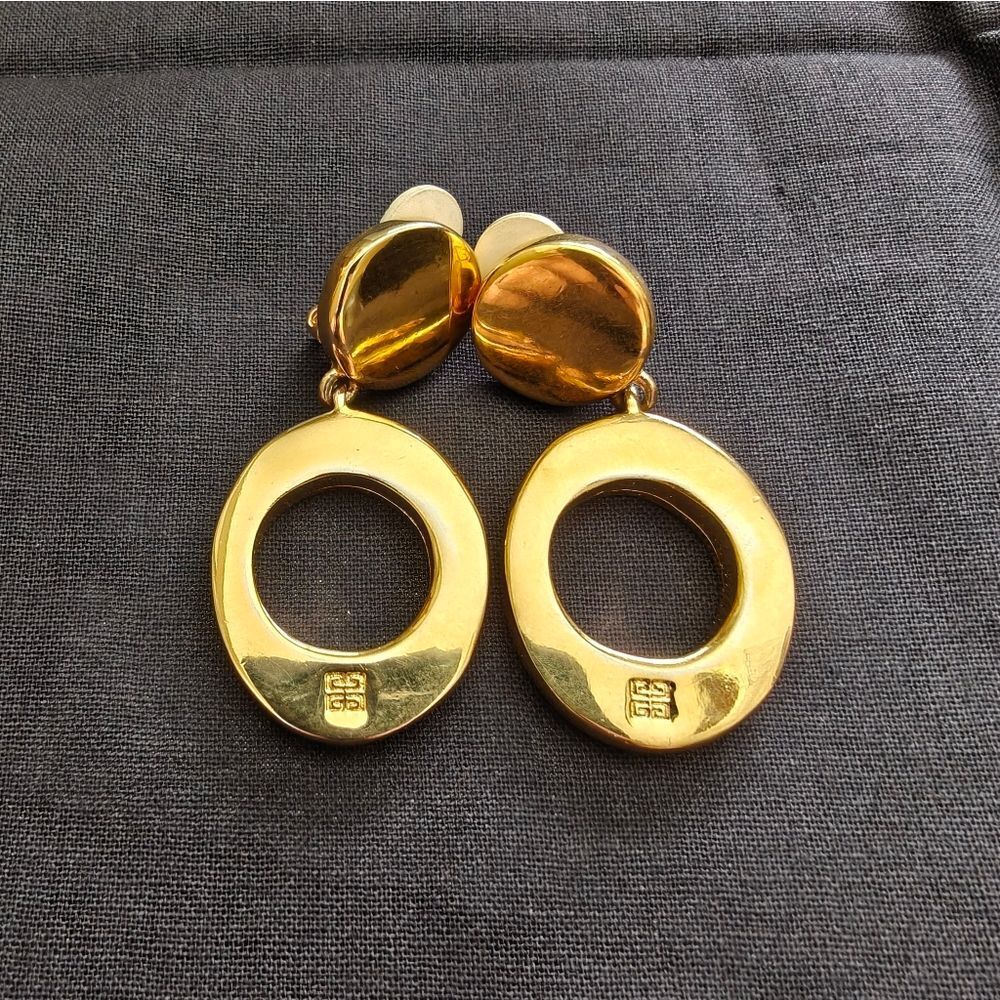 🐢 Authentic Givenchy Gold Doorknocker Clip On Earrings
